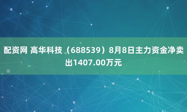 配资网 高华科技（688539）8月8日主力资金净卖出1407.00万元